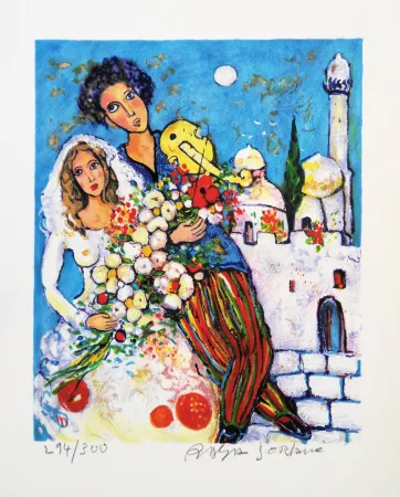 Litografia Sorkine - Mariage devant la synagogue