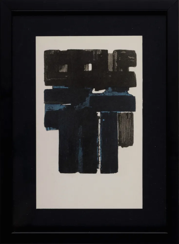Estêncil Soulages (After) - Gouaches et gravures (B), 1957 - Framed!