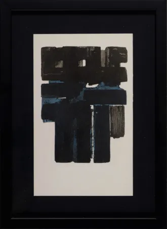Estêncil Soulages (After) - Gouaches et gravures (B), 1957 - Framed!