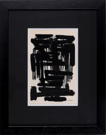 Estêncil Soulages (After) - Gouaches et gravures (C), 1957 - Framed!