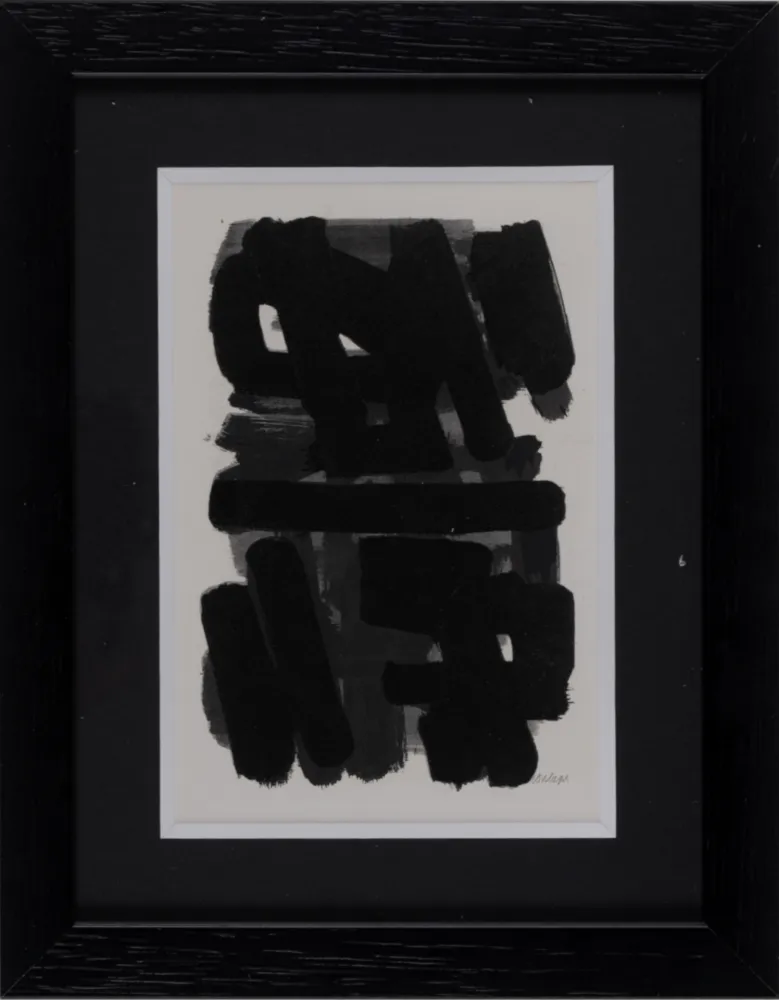 Estêncil Soulages (After) - Gouaches et gravures (D), 1957 - Framed!