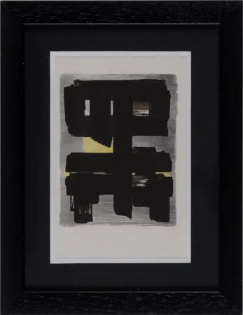 Estêncil Soulages (After) - Gouaches et gravures (E), 1957 - Framed!