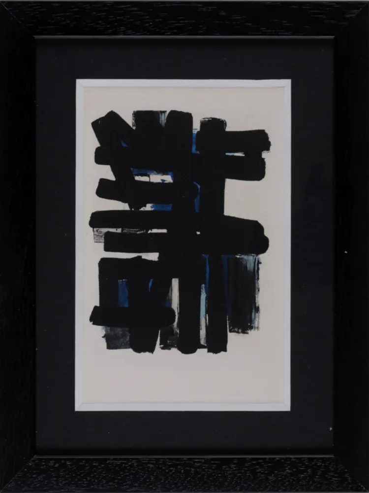 Estêncil Soulages (After) - Gouaches et gravures (F), 1957 - Framed!