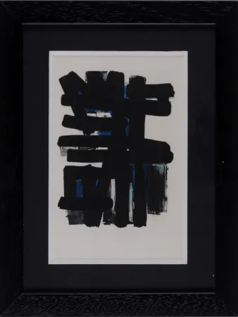 Estêncil Soulages (After) - Gouaches et gravures (F), 1957 - Framed!