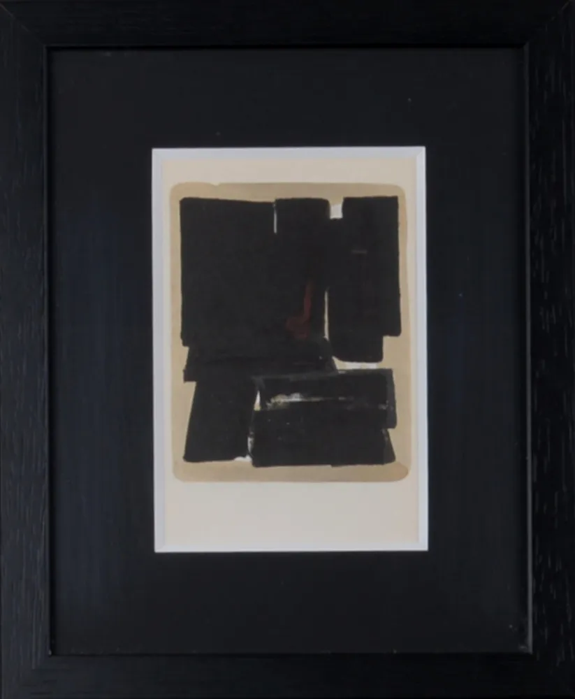 Estêncil Soulages (After) - Gouaches et gravures (H), 1957 - Framed!