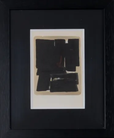 Estêncil Soulages (After) - Gouaches et gravures (H), 1957 - Framed!