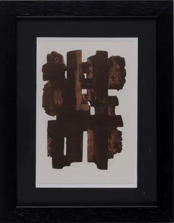 Estêncil Soulages (After) - Gouaches et gravures (J), 1957 - Framed!