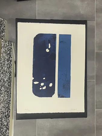 Gravura Soulages - Eau forte bleue XXX (1974)