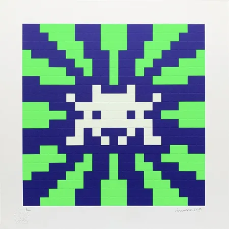 Serigrafia Space Invader - Sunset (Blue & Green)