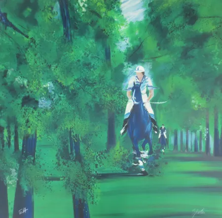 Litografia Spahn - Cavaliers dans la forêt