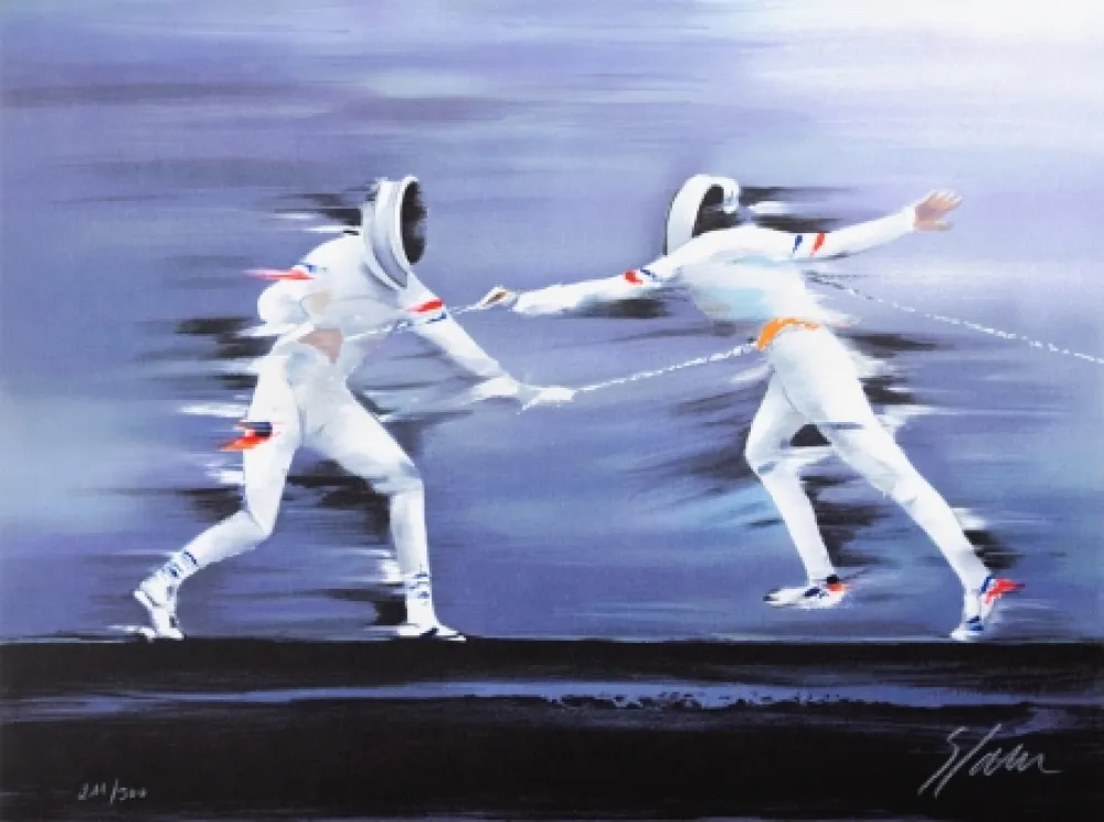 Litografia Spahn - Escrime