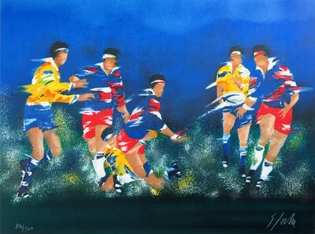 Litografia Spahn - Rugby