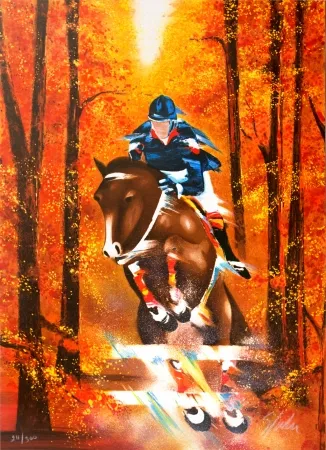 Litografia Spahn - Saut d'obstacles