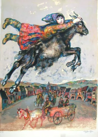 Litografia Spitzer - Au village