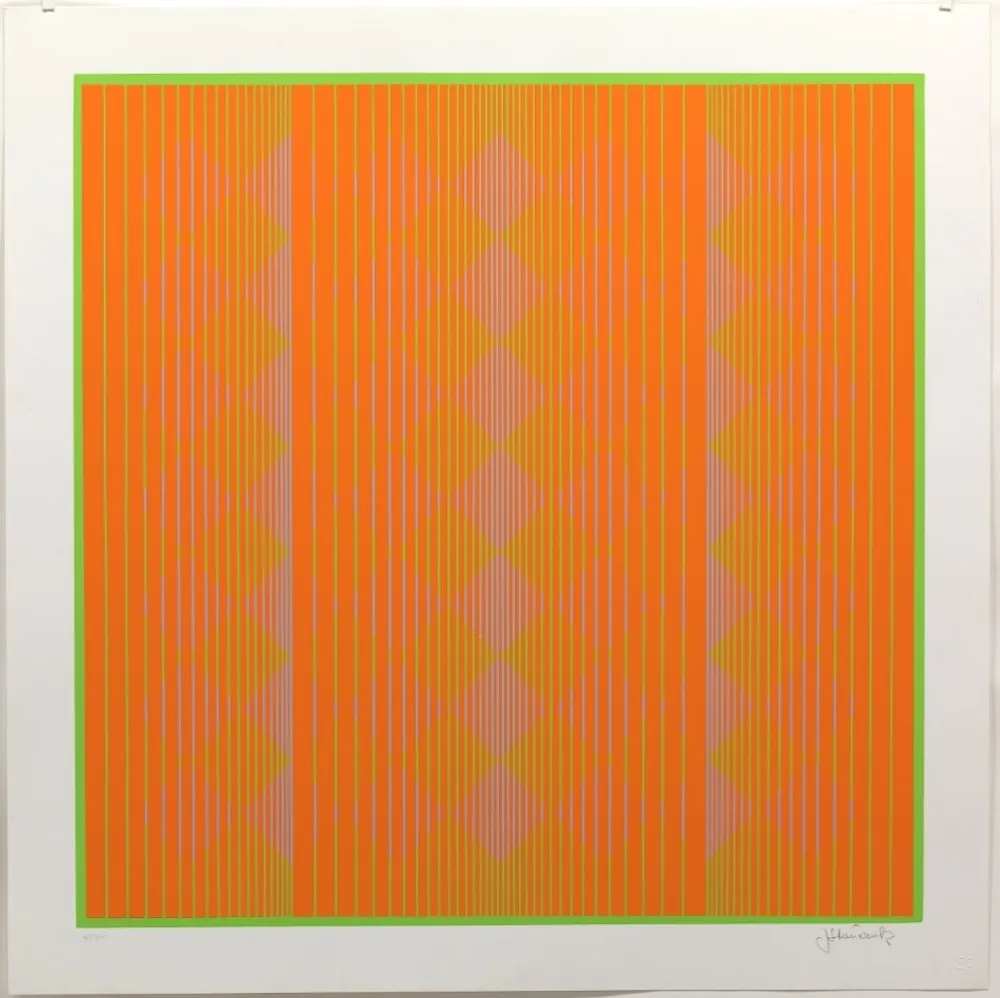 Serigrafia Stanczak - Diamonds Floating in Orange