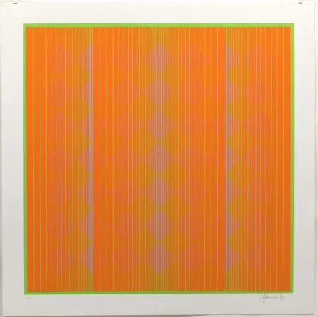 Serigrafia Stanczak - Diamonds Floating in Orange