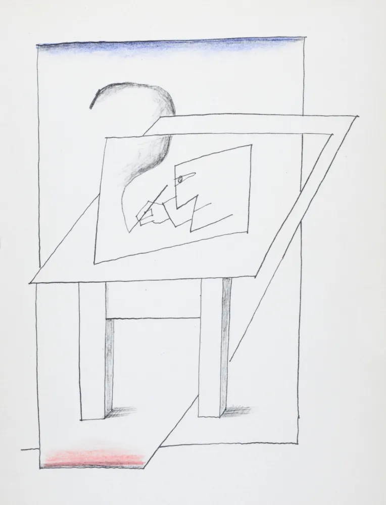 Litografia Steinberg - Un homme dessinant, 1966