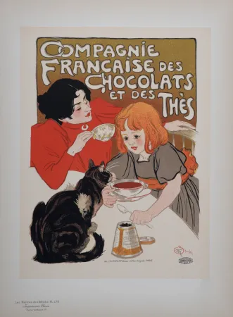 Litografia Steinlen - Compagnie Française des Chocolats et des Thés, Les Maitres de L’Affiche, 1899