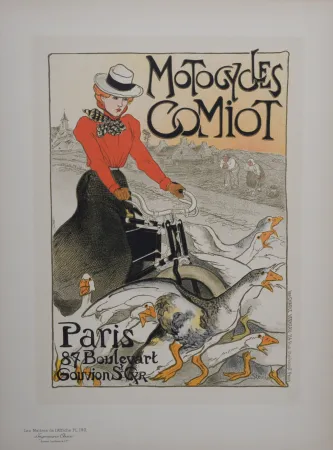 Litografia Steinlen - Motorcycles Comiot, Les Maitres de L’Affiche, 1899