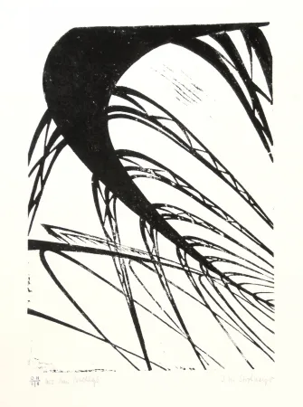 Linogravura Strohmeyer - Hochbahn (Elevated railway)