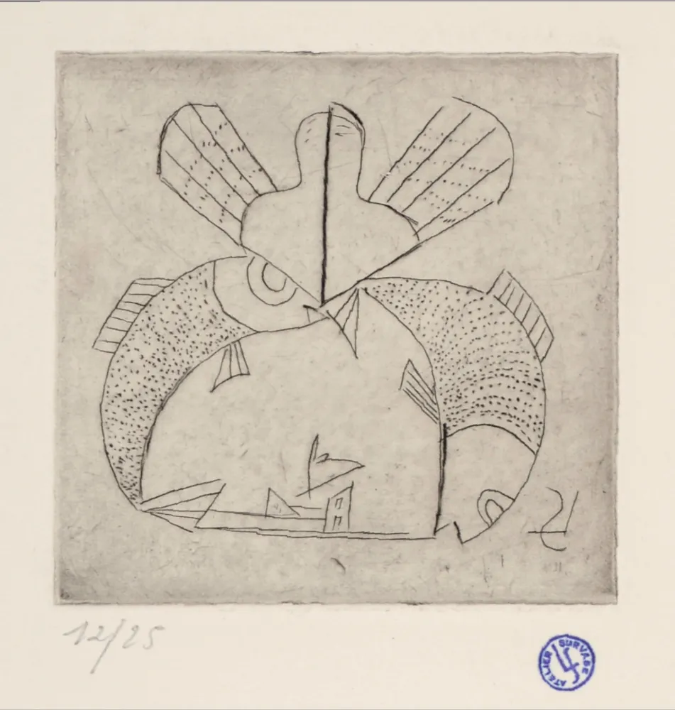 Água-Forte Survage - Composition surréaliste (D), c. 1930s
