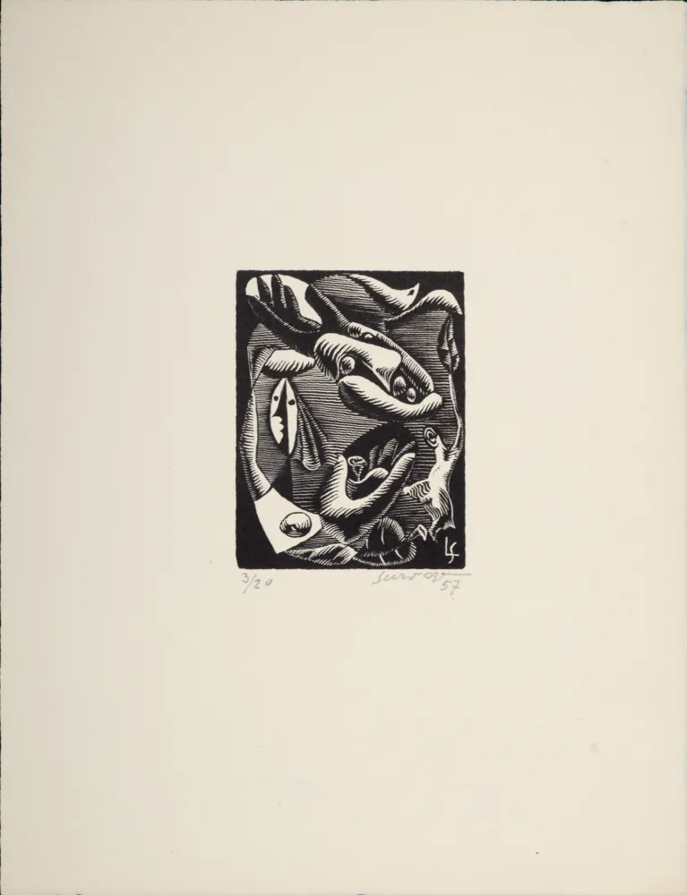 Xilogravura Survage - Composition surréaliste XXV (1), 1957