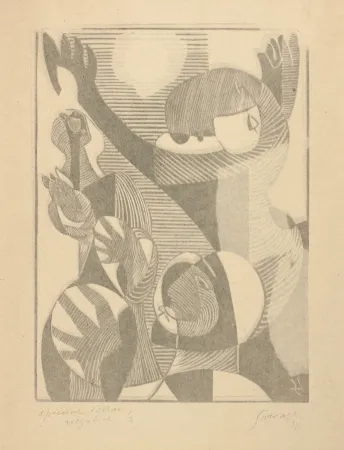 Monotipia Survage - épreuve d'essai négative