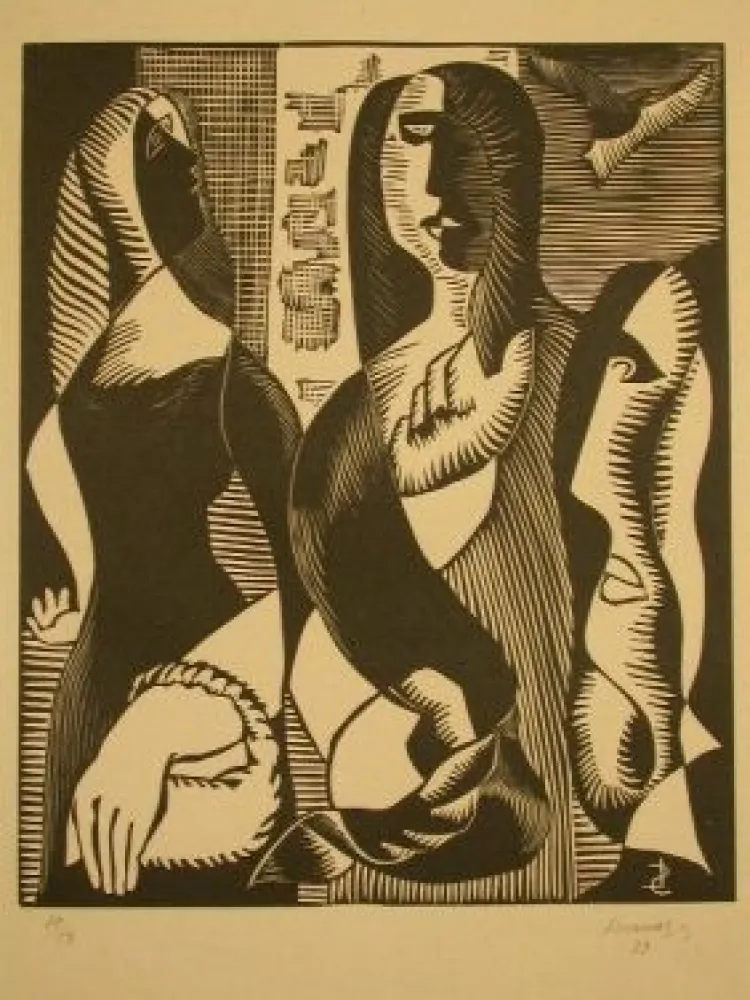 Xilogravura Survage - Femmes Cubistique