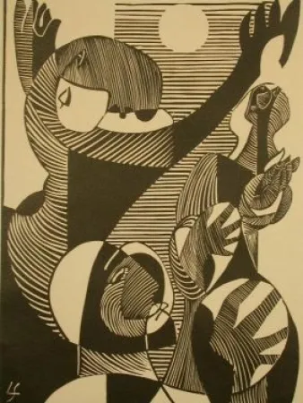 Xilogravura Survage - Moon