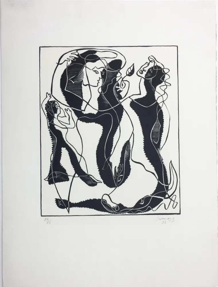 Xilogravura Survage - Trois Femmes (Paris, 1933)