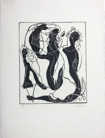 Xilogravura Survage - Trois Femmes (Paris, 1933)