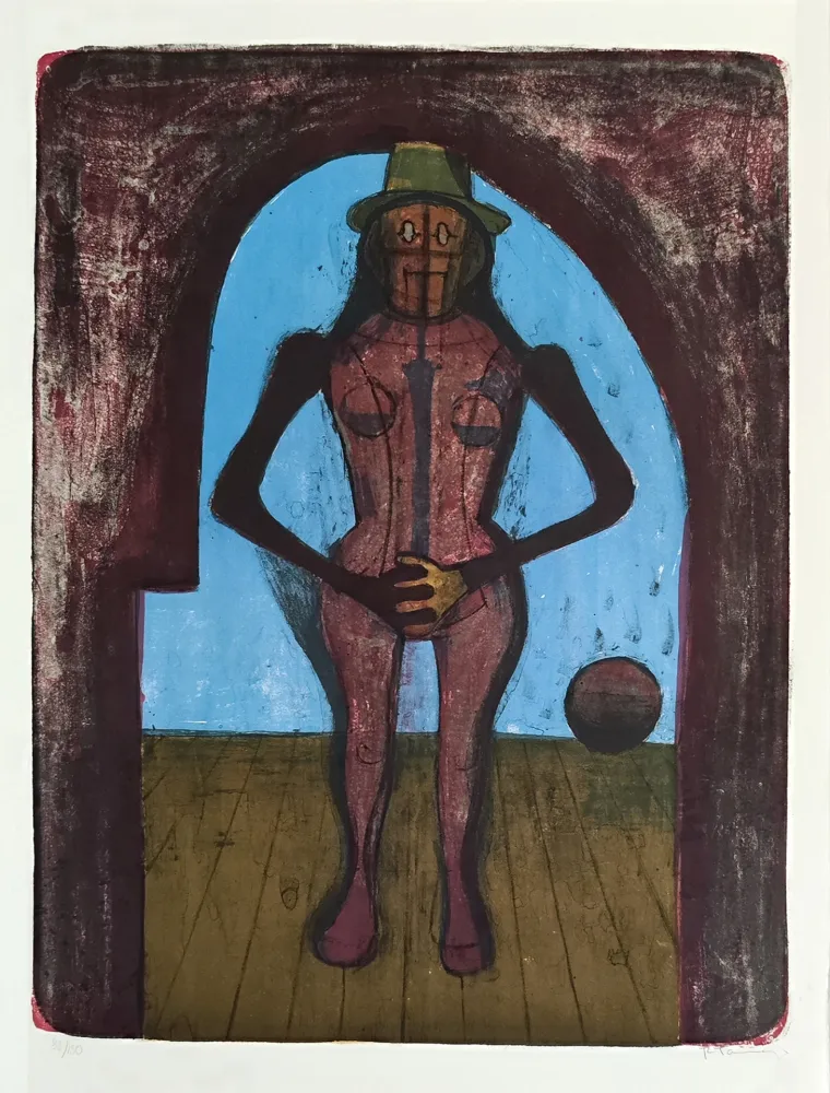 Litografia Tamayo - Femme au collant rose