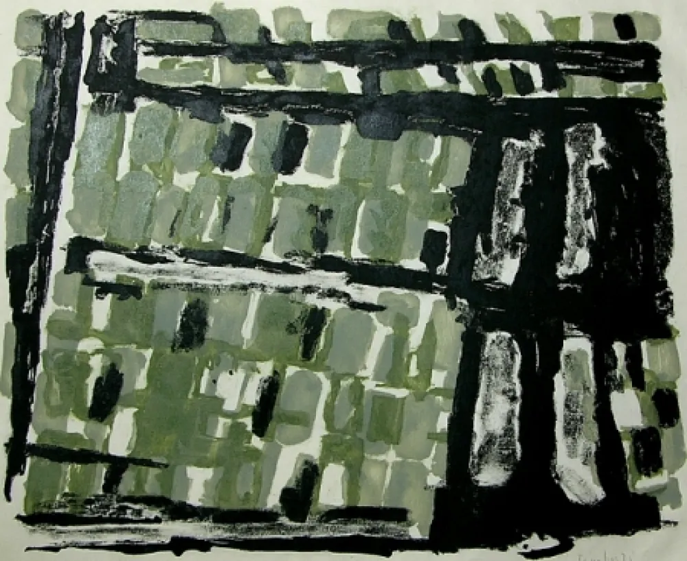 Litografia Tamburi - I tetti