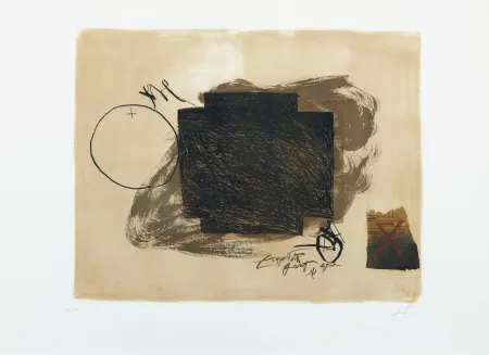 Água-Tinta Tàpies - Cercle croix et collage