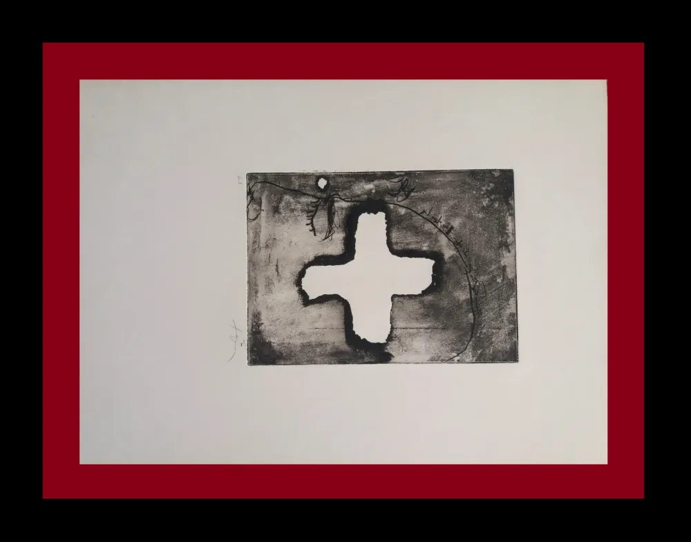 Gravura Tàpies - Creu sobre cap
