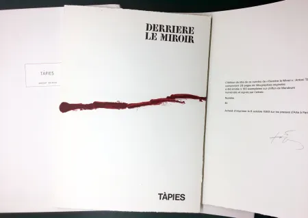 Livro Ilustrado Tàpies - DERRIÈRE LE MIROIR n° 180 . TÀPIES . 1969. TIRAGE DE LUXE SIGNÉ.
