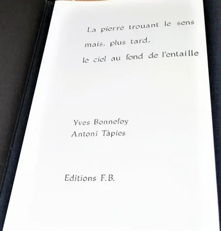 Livro Ilustrado Tàpies - La Pierre Trouant Le Sens Mais, Plus Tard, Le Ciel Au Fond De l'Entaille.