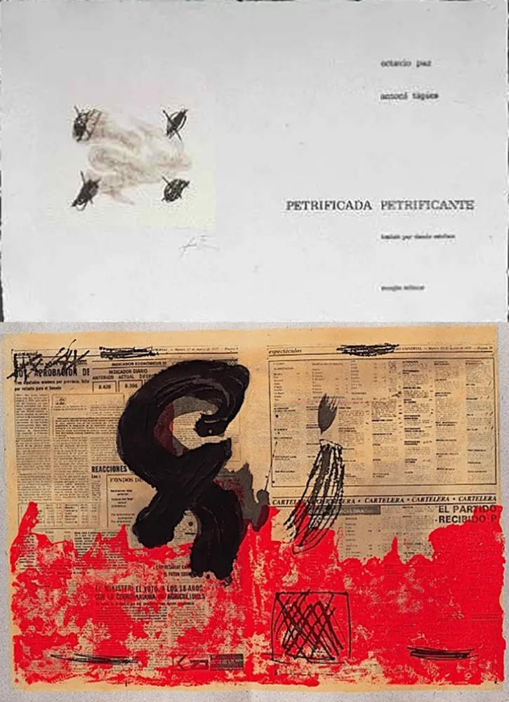Livro Ilustrado Tàpies - Octavio PAZ: PETRIFICADA PETRIFICANTE. 8 gravures originales en couleurs (1978).