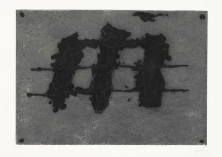 Água-Forte E Água-Tinta Tàpies - Trois taches et trois lignes noires