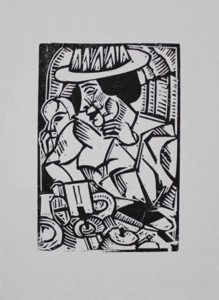 Linogravura Tappert - Im Café