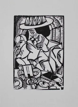 Linogravura Tappert - Im Café