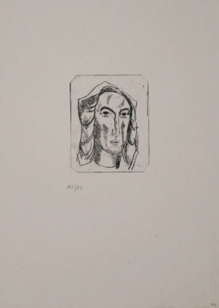 Gravura Tappert - Weiblicher Kopf mit Tuch