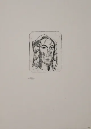 Gravura Tappert - Weiblicher Kopf mit Tuch