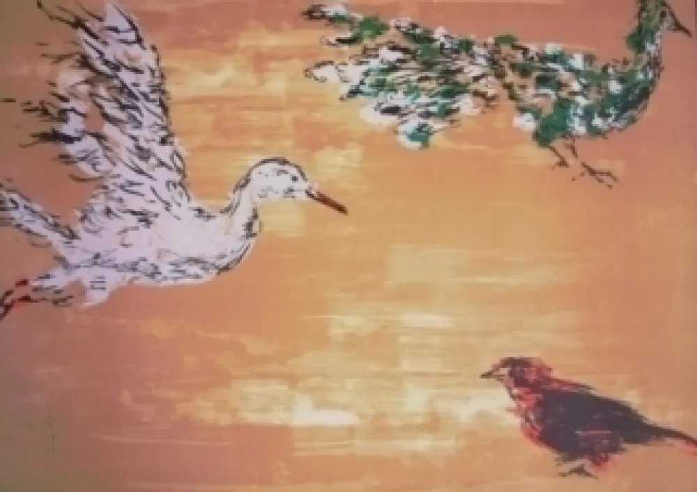 Litografia Tian-Tian - Treasure birds 1