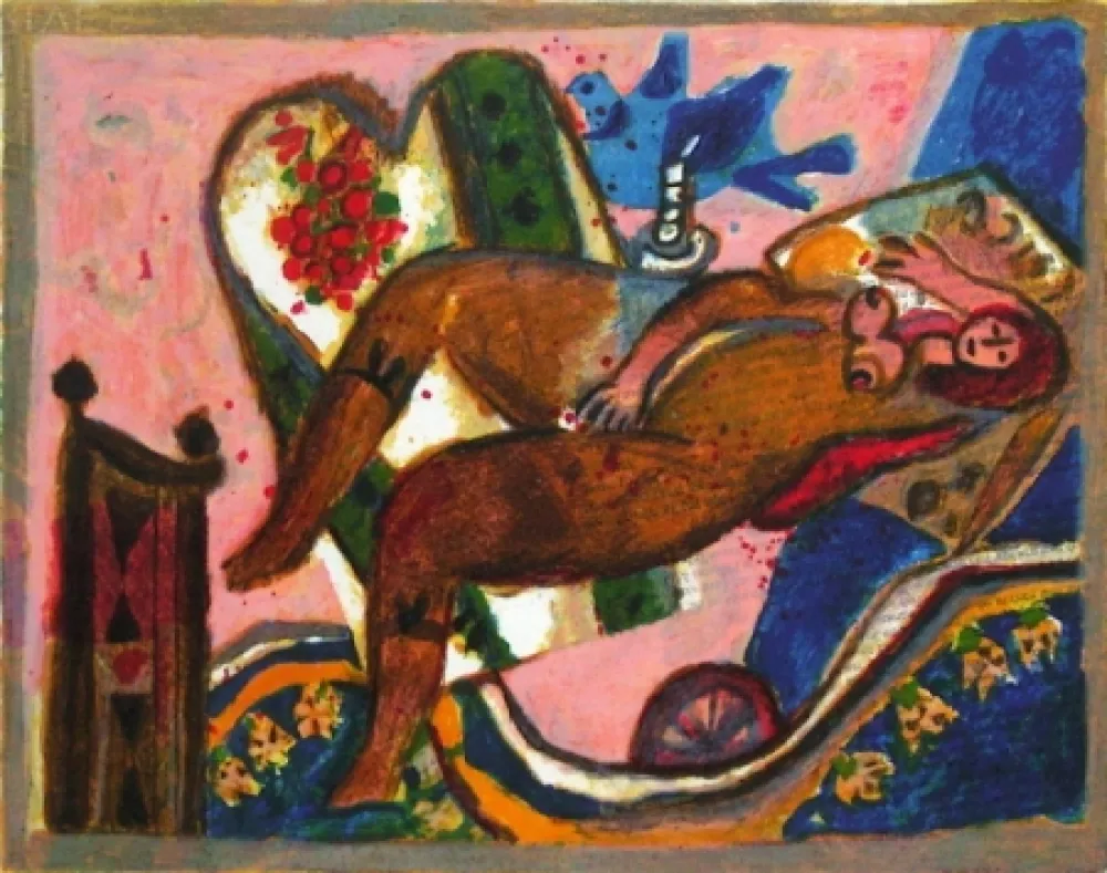 Litografia Tobiasse - Le cantique des cantiques VI