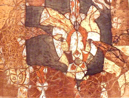 Xilogravura Toledo - Autoretrato