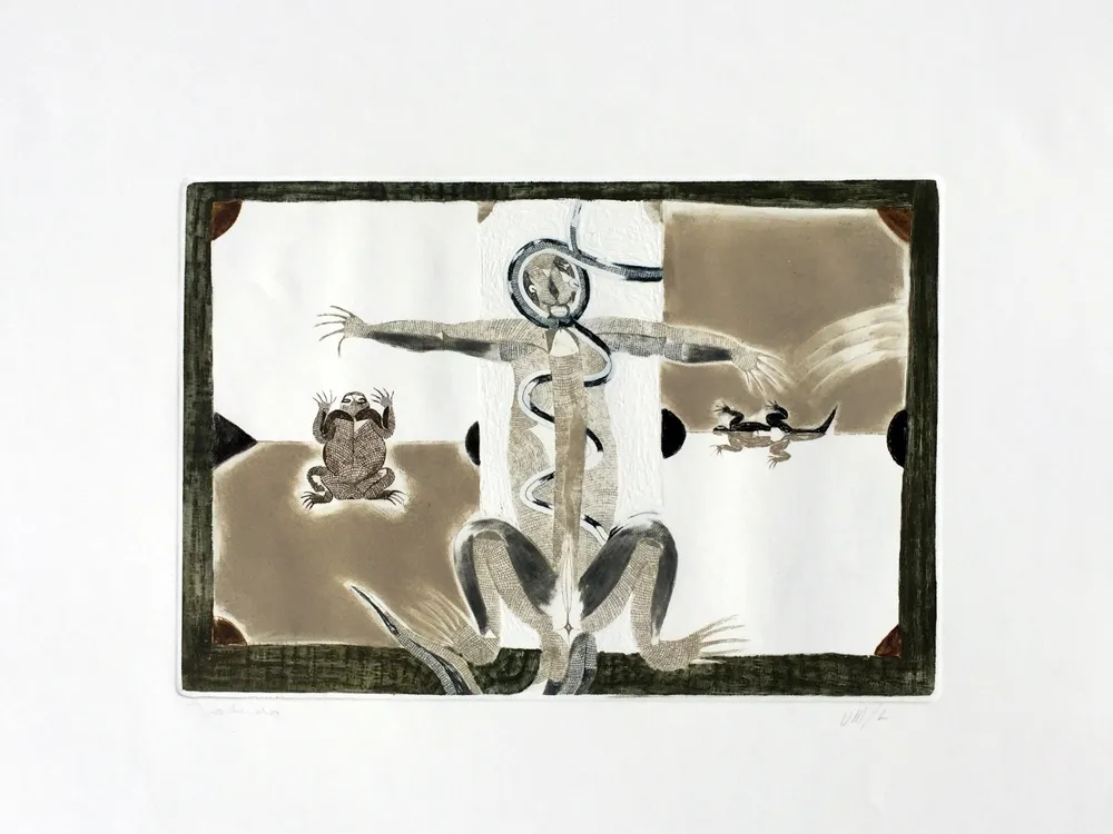 Gravura Toledo - El conejo, el Garrobo, la Rana (Rabbit, Iguana and Toad)