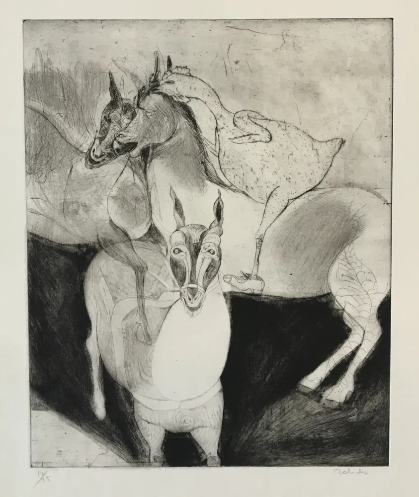 Gravura Toledo - Horses with Chicken