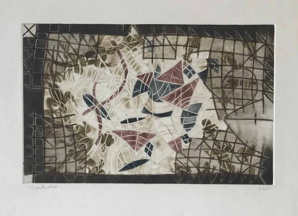 Gravura Toledo - Iguanas in Brown, Red, and Blue