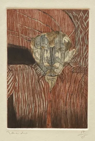 Xilogravura Toledo - Self-Portrait with Red Shirt